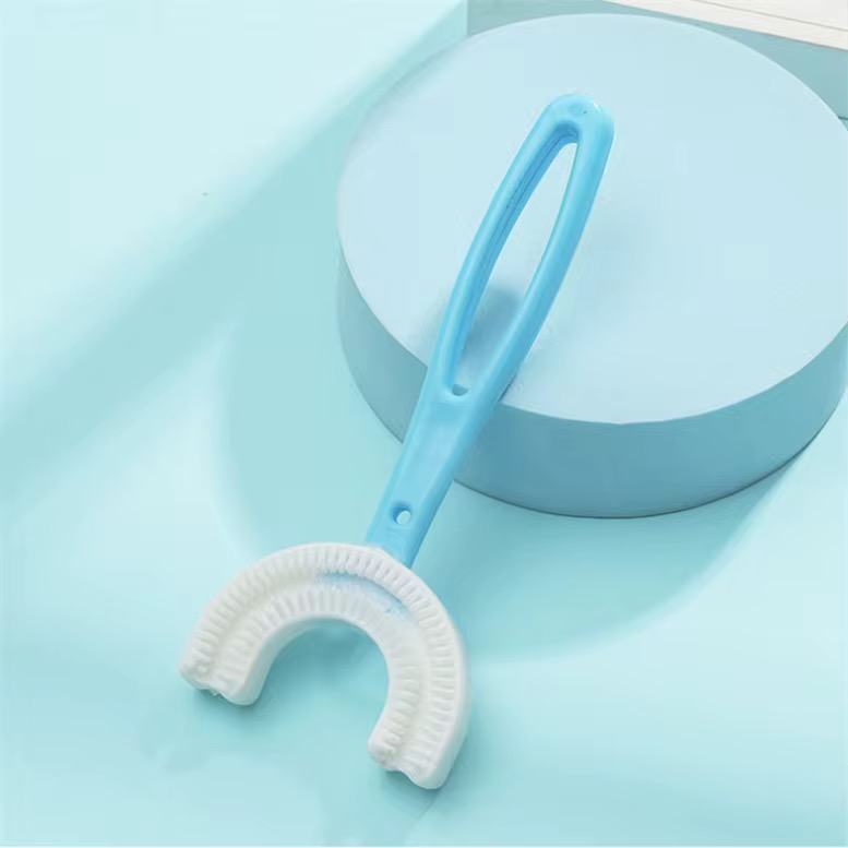 Brosse à dents en U 360° pour enfants – Silicone doux et sécurisé