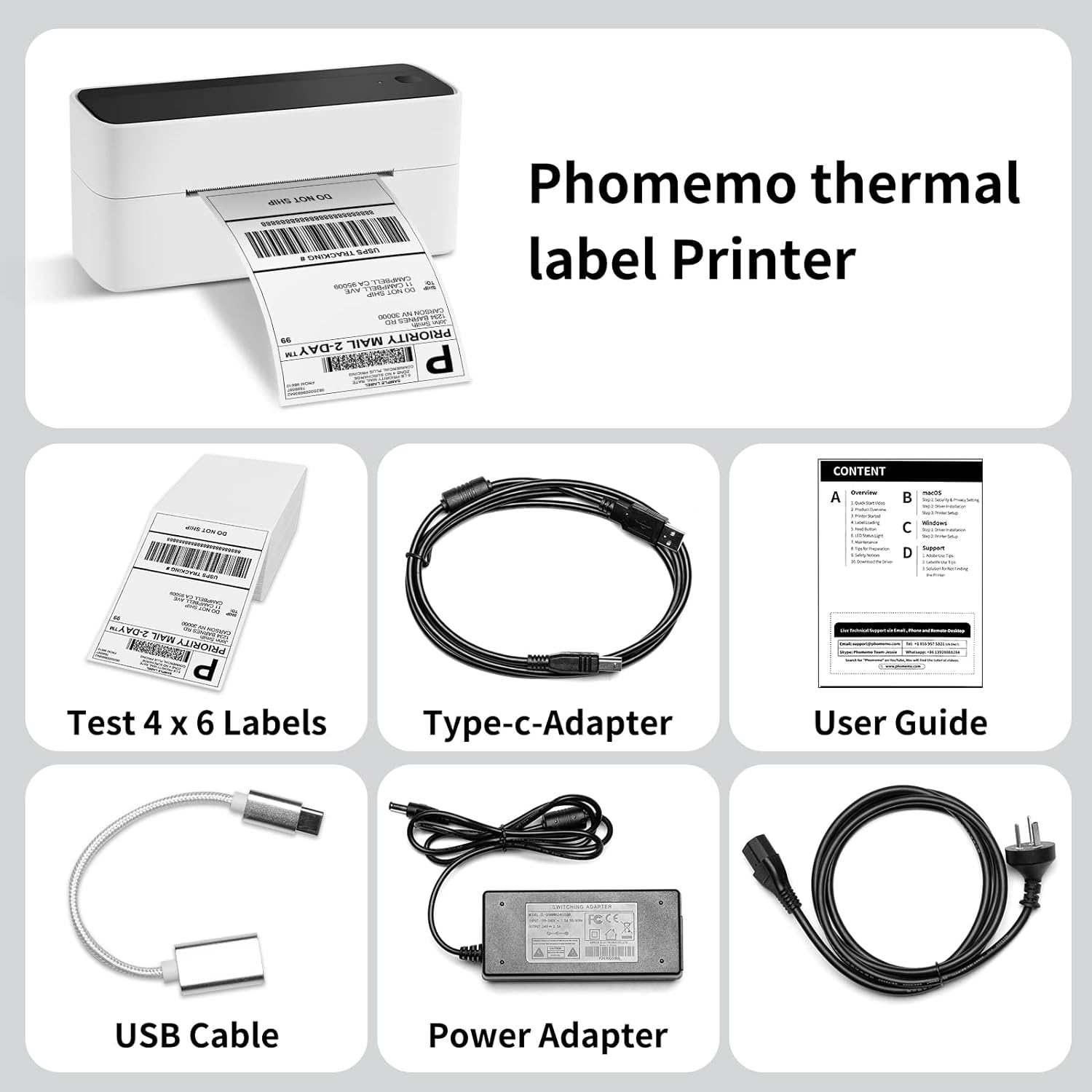 Imprimante d’étiquettes thermique XP-D463B 4×6 – USB & Bluetooth, haute vitesse