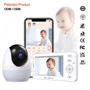 Caméra de surveillance bébé écran Wi-Fi 5 pouces 1920x1080p avec vision nocturne IP65 batterie rechargeable étanche