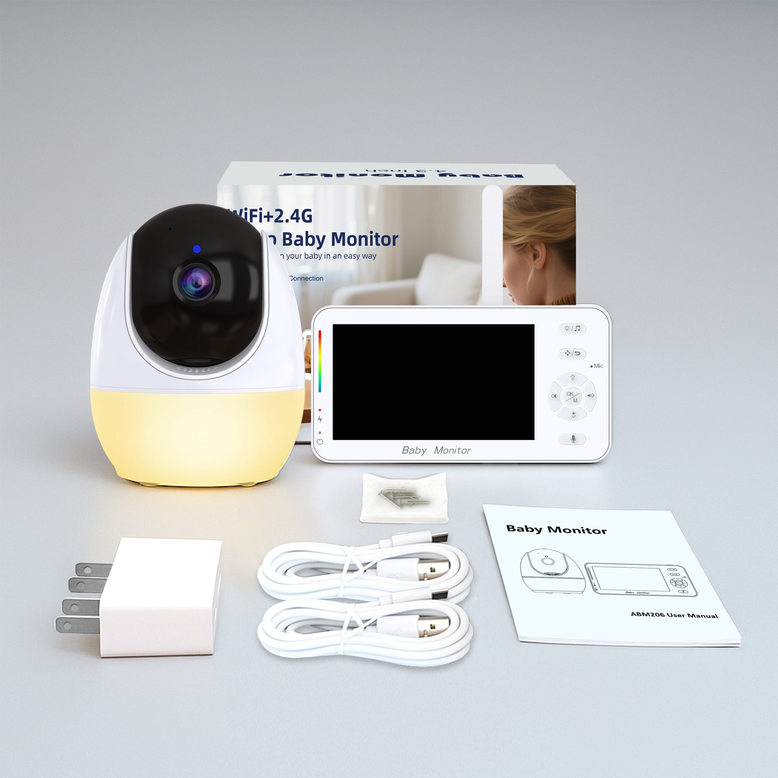 Caméra de surveillance bébé écran Wi-Fi 5 pouces 1920x1080p avec vision nocturne IP65 batterie rechargeable étanche