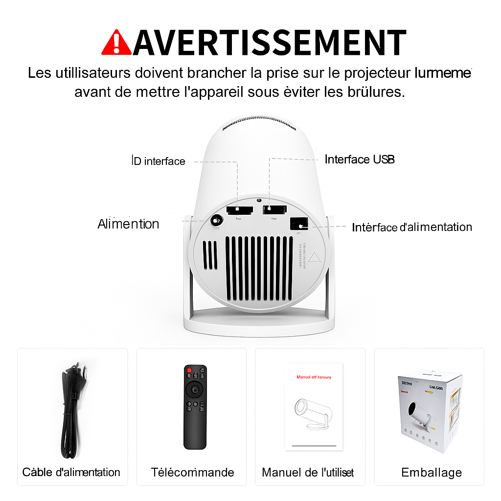 Projecteur Android Mini Portable Cinéma maison Théâtre Sport LED LCD 4K HD