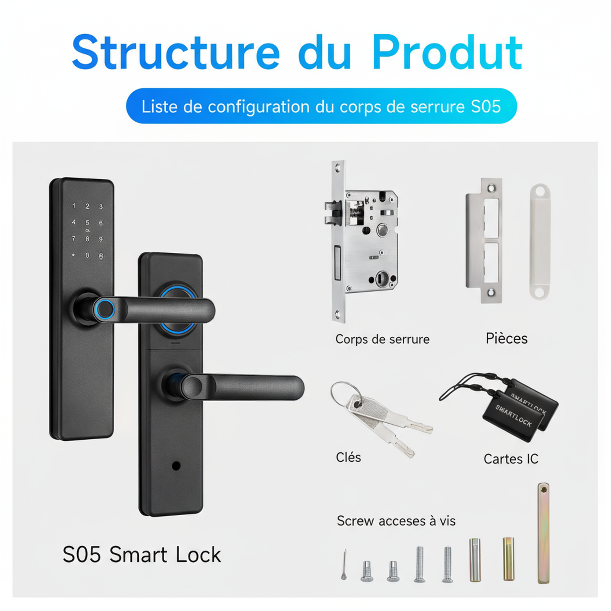 Serrure de porte intelligente à empreinte digitale – Alliage d’aluminium 5050 | Sécurité & design moderne