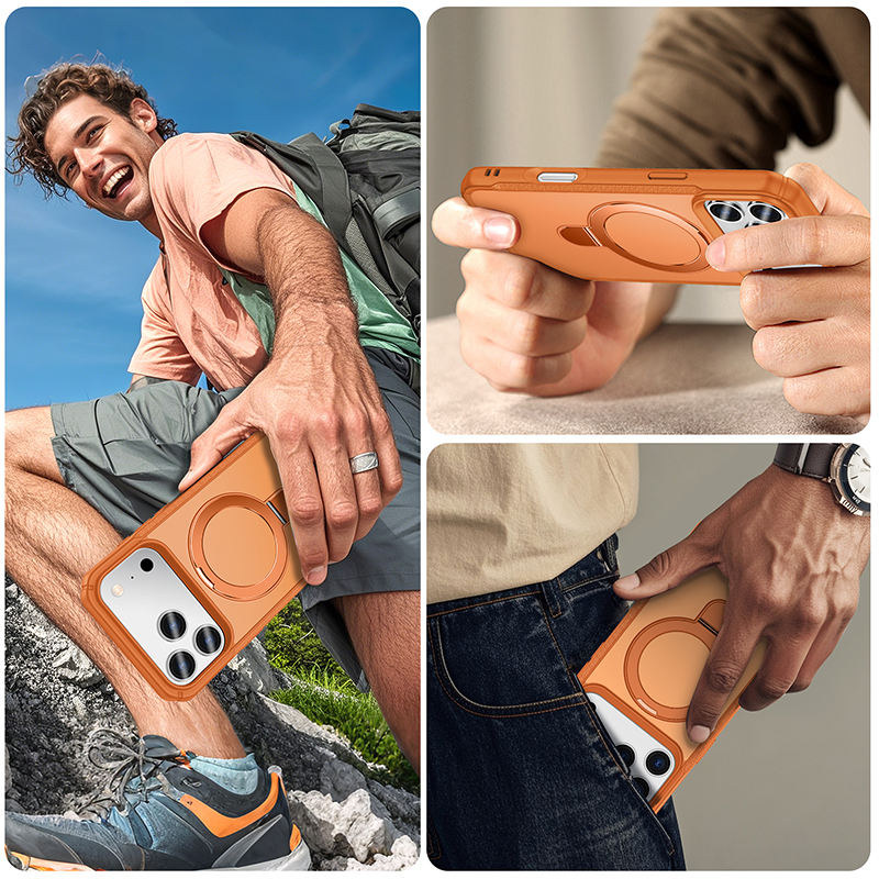 Coque de Téléphone avec Support Magnétique à Charge sans Fil pour iPhone